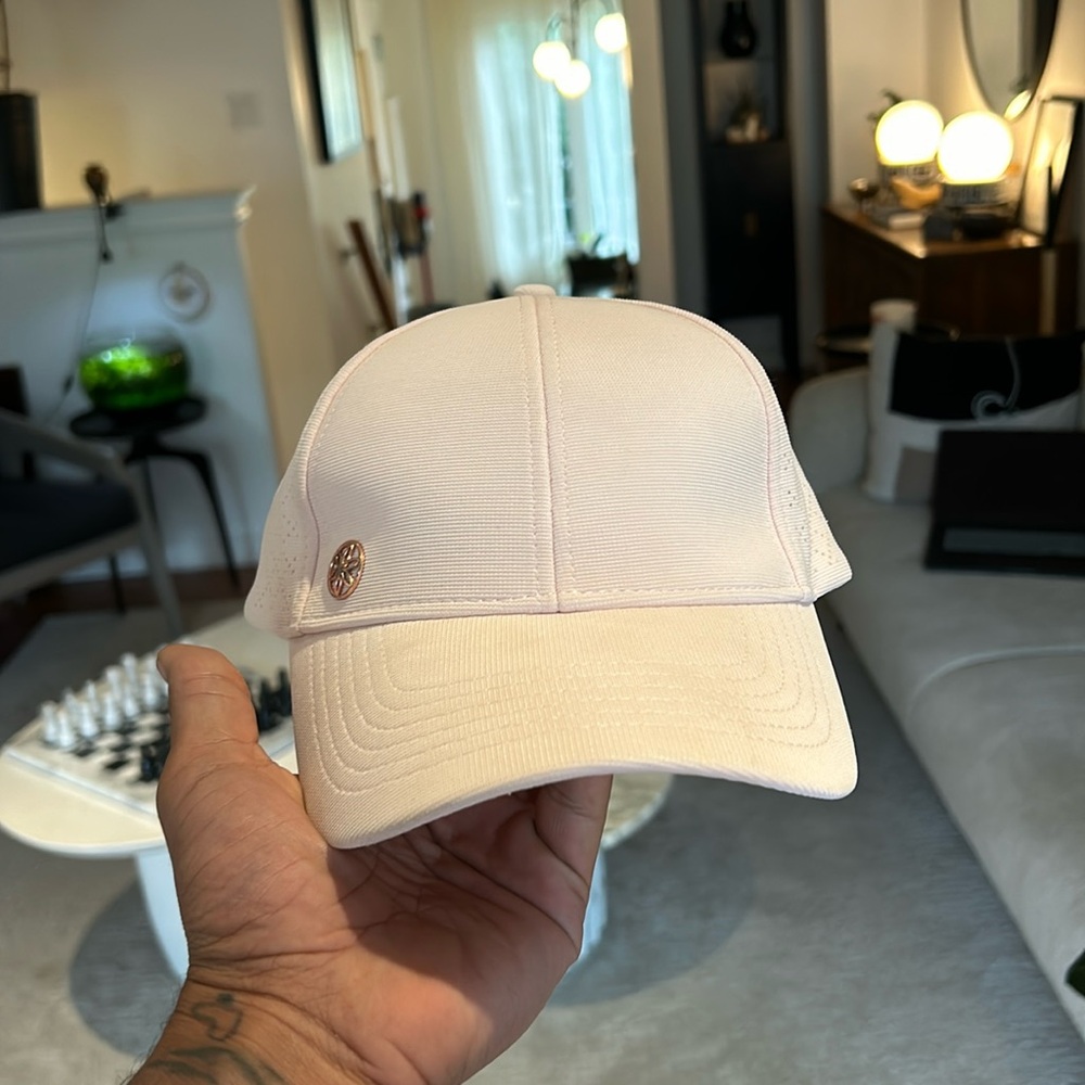 Light Pink Baseball Cap with Gold Emblem